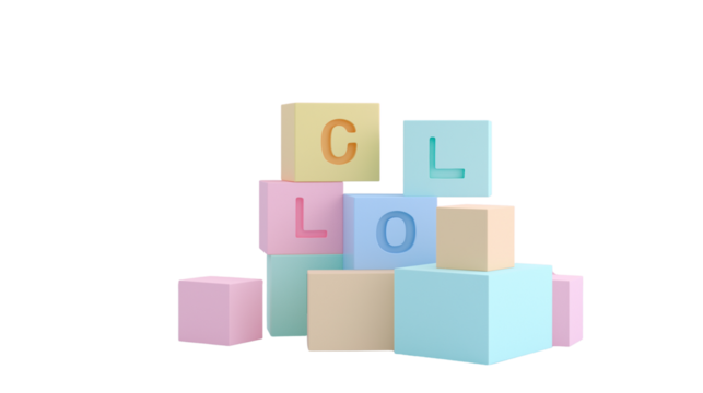 3D ABC blocks, minimal design with soft shadows, pastel color scheme, PNG - Powered by Adobe