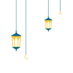 Hanging islamic lantern for ramadan, eid mubarak, fitr, islamic event decorative. Vector isolated.