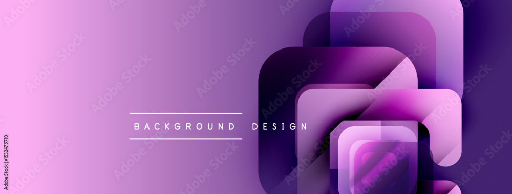 Poster abstract purple design features overlapping squares, gradients. modern background suitable for digit