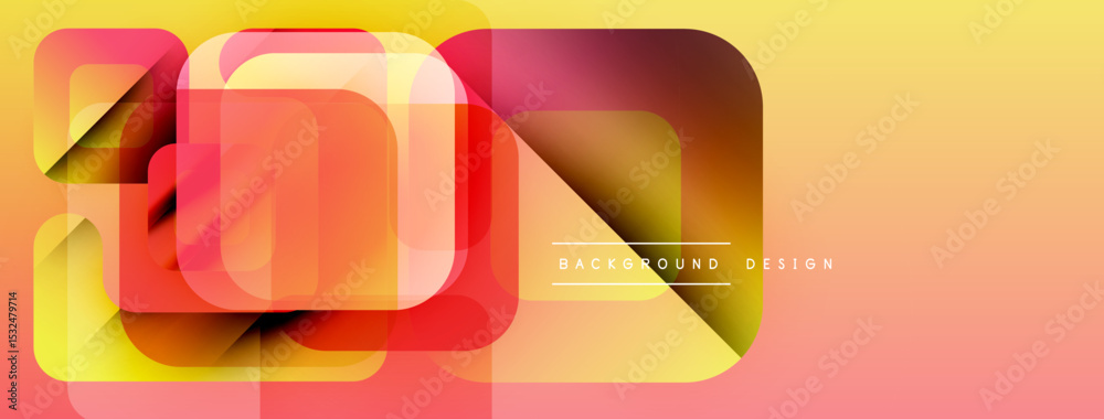 Poster Abstract geometric shapes overlap, creating vibrant yellow, orange gradient. Modern design element for backgrounds, presentations.
