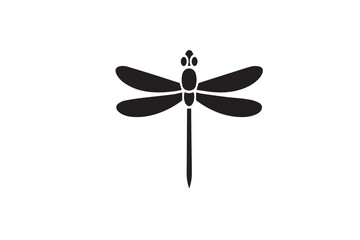 Dragonfly Silhouette Vector – Sleek Black Insect Icon for Nature and Decorative Designs