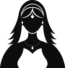 Indian Bride Silhouette Vector Illustration 