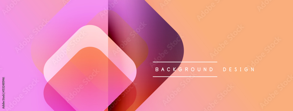 Aufkleber Abstract geometric shapes overlap, creating vibrant gradient effect. Soft pinks, purples, oranges blend seamlessly. Modern design element.
