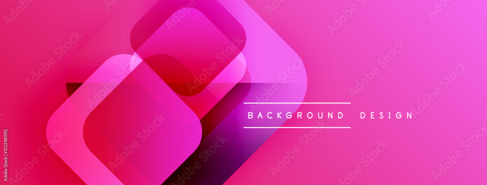 Aufkleber Abstract pink background. Overlapping squares create dynamic visual effect. Modern design elements present smooth gradients.