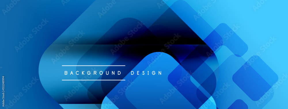 Poster Abstract blue background. Overlapping squares create dynamic visual effect. Modern design elements present sleek composition.