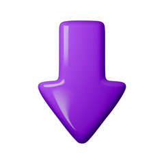 Bright purple 3d arrow vector illustration, perfect for web icons, downloads, or navigation elements. Trendy and vibrant color, ideal for modern design projects.