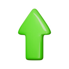 Bright green 3D arrow vector illustration, perfect for web icons, download symbols, or interface elements. Trendy and eye-catching design for digital use.