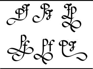Interlocked PF Monogram Logo – Decorative Lettermark in Modern Calligraphy Style, F and P Calligraphy Logo