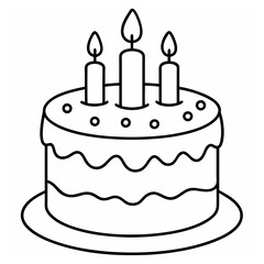 A vector of a birth day cake design outline Art & Illustration