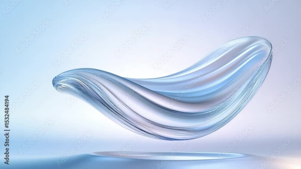 Poster Abstract Liquid Flow: A mesmerizing abstract image of a flowing, translucent liquid form, evoking feelings of serenity and fluidity. The curves and textures create a sense of movement and dynamism.