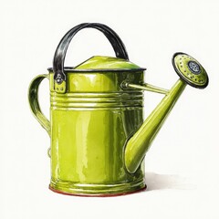 Green Watercolor Watering Can Illustration