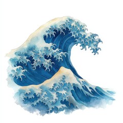 Great Wave Watercolor Illustration