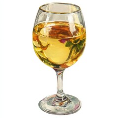 Watercolor Illustration of White Wine Glass