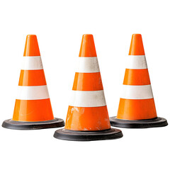 Three Orange Traffic Cones, Safety, Construction, Warning, Roadwork