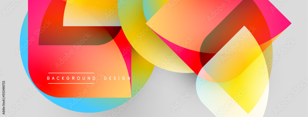 Poster Abstract colorful shapes overlap. Gradient hues create dynamic visual effect. Modern design element for backgrounds, banners.