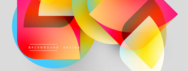 Obraz premium Abstract colorful shapes overlap. Gradient hues create dynamic visual effect. Modern design element for backgrounds, banners.