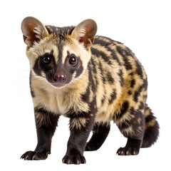 Obraz premium Adorable civet cat portrait showcases patterned fur against plain backdrop on transparent background