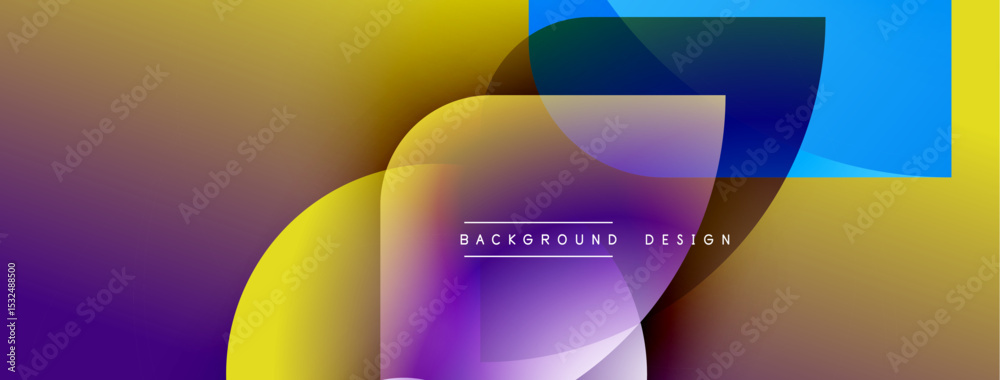 Aufkleber Abstract gradients blend, creating dynamic visual flow. Modern design features overlapping shapes, vibrant colors, text overlay.