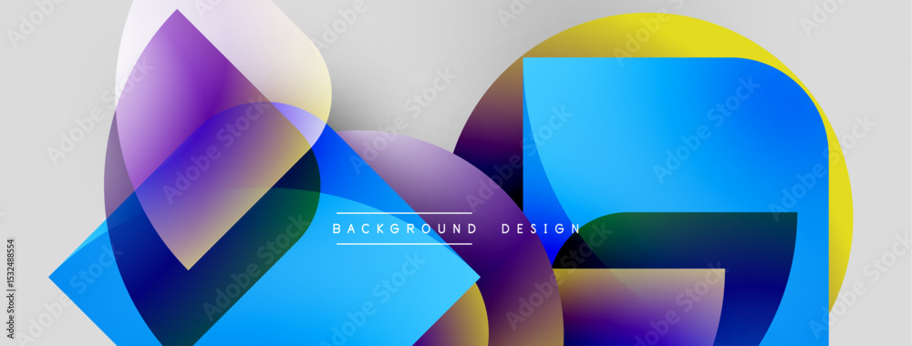Poster Abstract shapes overlap, creating vibrant color gradients. Modern design elements suggest dynamic composition, smooth transitions.