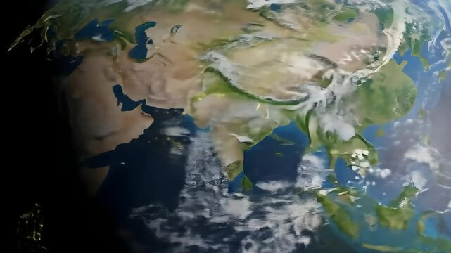 Planet Earth Rotating with Night View Over the Americas from Space