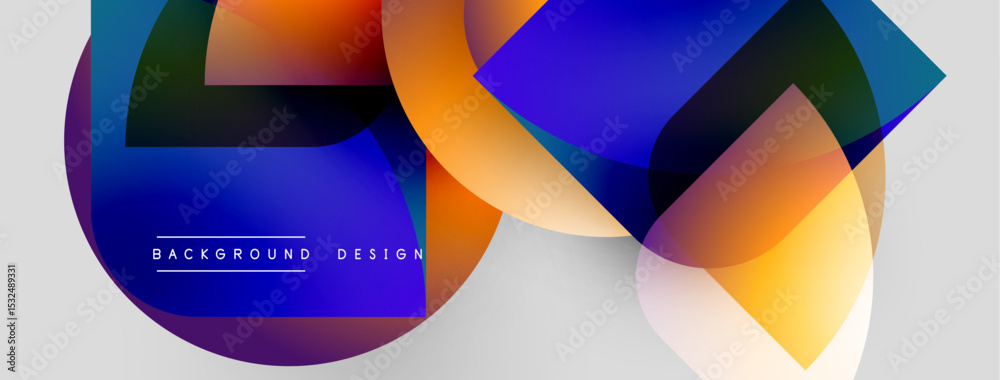 Fototapete Abstract colorful shapes overlap, creating dynamic visual effect. Modern design elements suggest innovation, energy, fluidity.