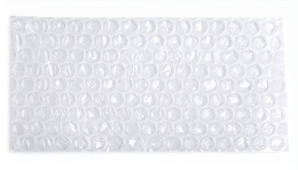 Transparent bubble wrap sheet on white background, full layout view