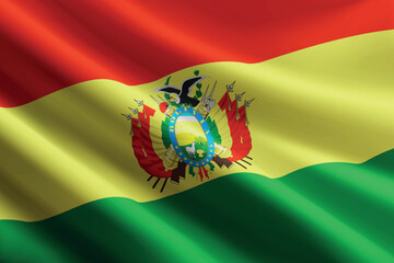 Bolivia flag waving in the wind, detailed silk texture
