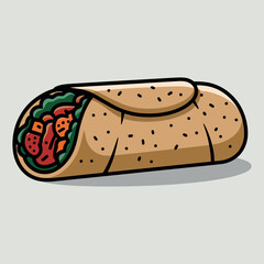 Delicious Burrito with Cheese and Veggies Illustration