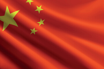 China flag waving in the wind, detailed silk texture