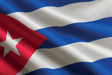 Cuba flag waving in the wind, detailed silk texture