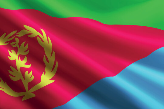 Eritrea flag waving in the wind, detailed silk texture - Powered by Adobe