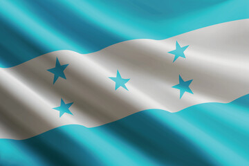 Honduras flag waving in the wind, detailed silk texture