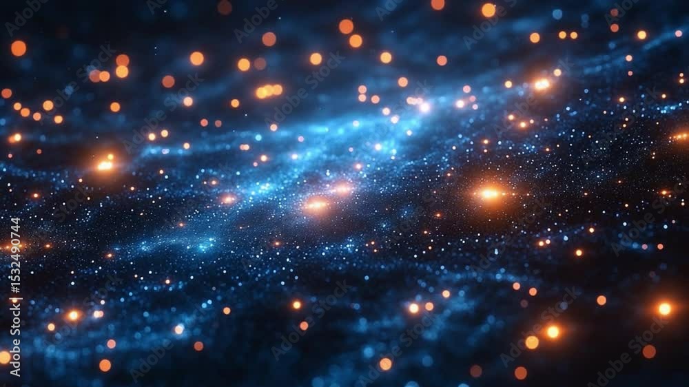 Poster cosmic dance of lights: a mesmerizing abstract scene unfolds, where a sea of radiant celestial parti