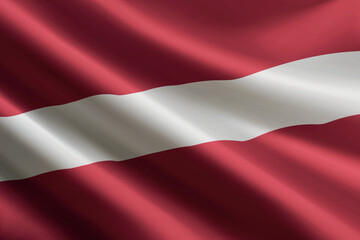 Latvia flag waving in the wind, detailed silk texture