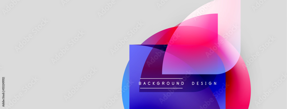 Aufkleber Abstract colorful shapes overlap, creating dynamic visual effect. Background features gradients, text reads background design. Modern, vibrant composition.