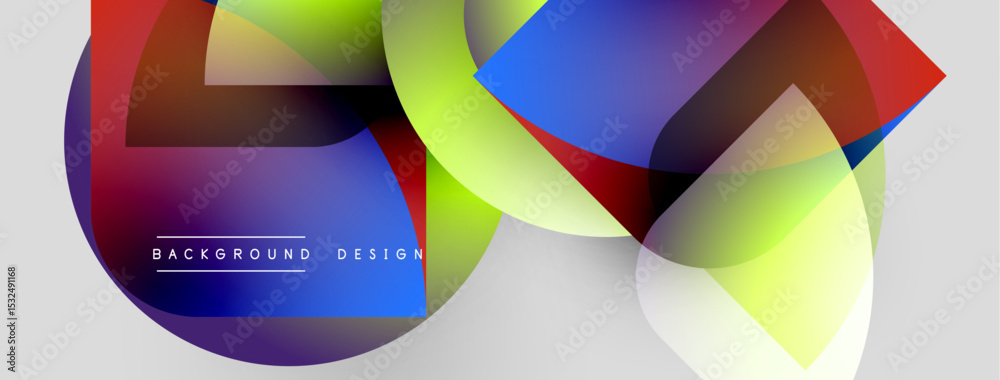 Aufkleber Abstract colorful shapes overlap, creating dynamic visual effect. Bright hues blend, forming modern background design. Smooth gradients enhance composition.
