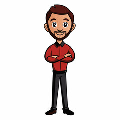 Creative Man Standing with Arms Crossed Vector Illustration | Confident Male Silhouette for Business and Professional Themes