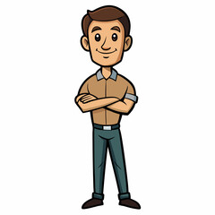 Creative Man Standing with Arms Crossed Vector Illustration | Confident Male Silhouette for Business and Professional Themes