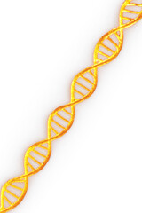 Diagonal Glowing Orange DNA Helix on Transparent Background