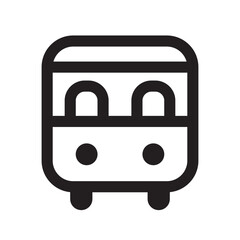 A simple, stylized black and white icon of a bus, front view, with rounded edges.