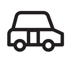 Simple line drawing of a small passenger car.