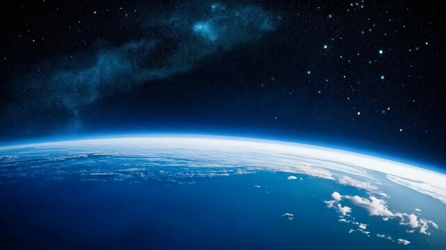 Adorable monkey wearing a spacesuit and helmet, looking at Earth from outer space, science fiction illustration