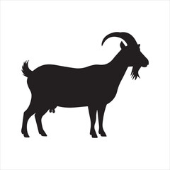 Goat silhouette vector icon. Farm animal graphic illustration isolated on white background