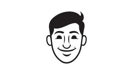 simple smiling person face icon black and white shape