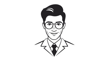 handsome person in suit and glasses smiling black and white shape silhouette illustration