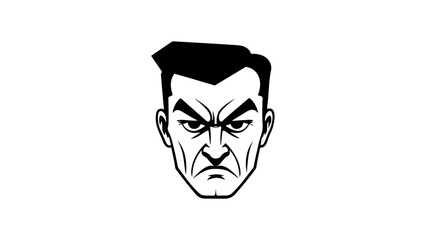 black and white shape of a person with angry face expression