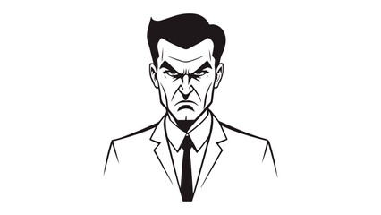 illustration of a angry businessman in suit, serious person in suit with angry expression vector illustration