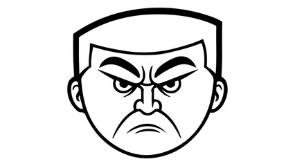 not satisfied angry person face cartoon style black and white vector illustration