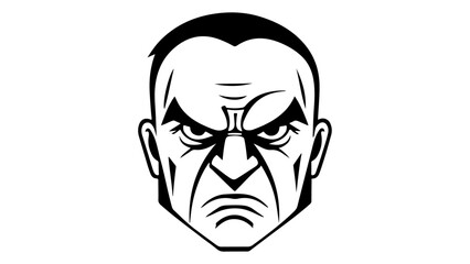 vector illustration of a scary angry man face silhouette