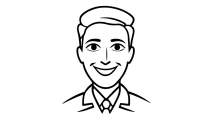 portrait of a man in suit smiling simple line art